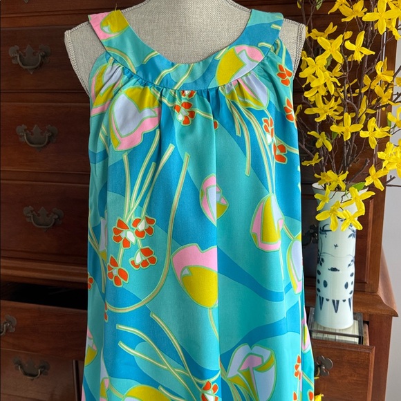 Vintage Anne Fogarty House Dress Mumu Lounge Caftan Bold Floral Mod MCM - Picture 11 of 12